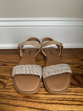 Beige Braided Strap Women's Sandals